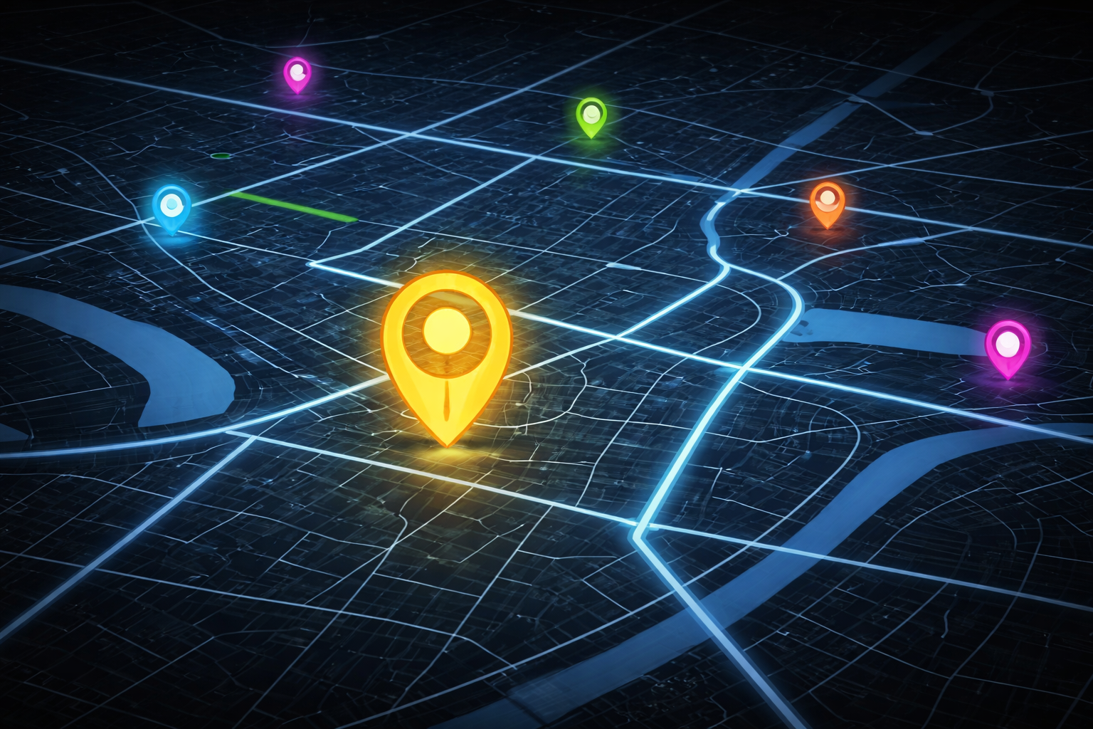 GPS tracking map with active location markers